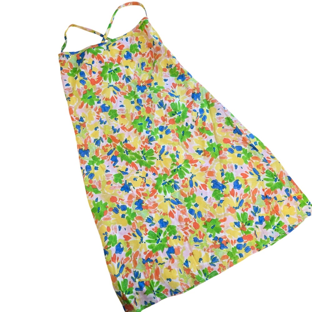 Sky to Moon Mini Dress Womens S Yellow Floral Lace Up Back ST-D2009L‎ Sundress